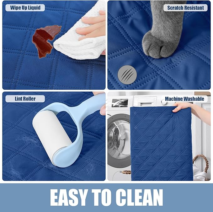 Smiry Waterproof Dog Bed Cover Pet Blanket, Soft Washable Dog Blanket for Furniture Bed Couch Sofa Reversible, Checkered (30"x80", Navy/Blue)