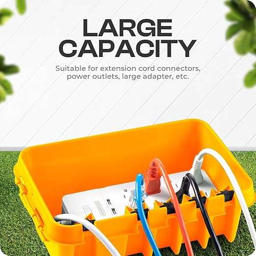 SockitBox – The Original Weatherproof Connection Box – Indoor & Outdoor Electrical Power Cord Enclosure for Timers, Extension Cables, Transformers, Power Strips, Lights, Tools & More – Medium – Orange