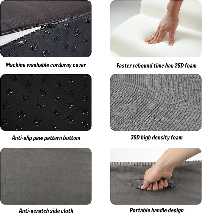 29" H Dog Stairs for Small and Medium Dogs 6-Step Ramps for High Beds and Couch Non-Slip Extra Wide Pet Stairs for Old Dogs and Puppy and Cat - Stable & Durable with Machine Washable Cover