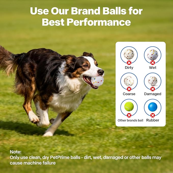 Pet Prime Upgraded Automatic Dog Ball Launcher for Large Dogs,Interactive Rechargeable Dog Ball Thrower Launcher Toy,Adjustable 10-64ft,6PCS 2.5" ETPU Balls & 1 Whistle Included,Outdoor Use