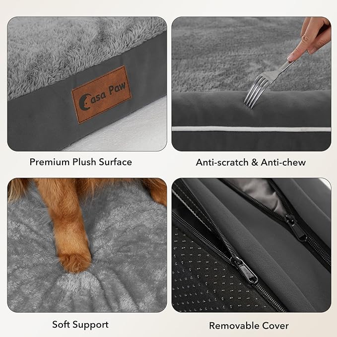 Orthopedic XXL Dog Beds, Waterproof Egg Crate Foam Big Pet Bed for All Breed Sized Dogs 53x42Inch, Washable Extra Large Dog Couch Bed with Removable Cover and Non-Slip Bottom, Dark Grey