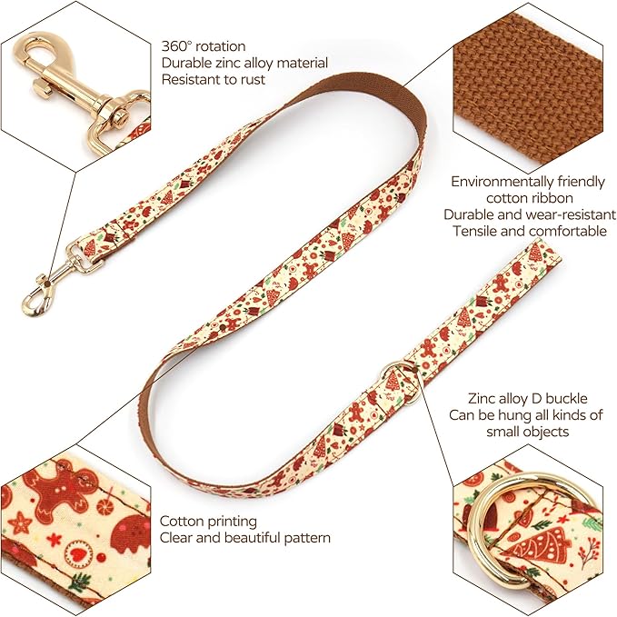 Custom Dog Collar with Name, Optional Dog Leash Airtag Holder and Bow Tie,Personalized Dog Collars for Small Medium Large Dogs,Cute Collar for Male Female Dogs (Christmas-Series)