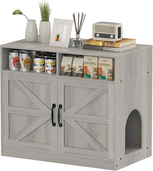 Cat Litter Box Enclosure Furniture Ultra-Large Wooden Enclosed Litter Box Furniture,2-Door Storage Cabinet, 2 Open Drawers, 1 Air Vents,Cat Litter Furniture Fit Most of Litter Box.