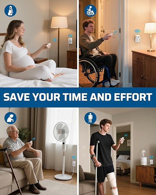 DEWENWILS Indoor Remote Control Outlet, Wireless Remote Outlets Switch, No Interference, 15A/1875W, 100FT RF Range, Compact Light Switch for Lamp, Christmas Decor,1 Remote 3 Outlets