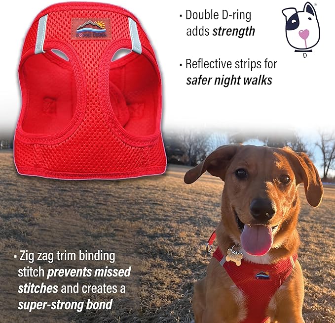 Doggie Design Dog Harness - No Choke Dog Harness, Dog Vest, Mesh Polyester, Pet Harness, Simple Step in and Go Design, Harness for Dog - Red, Medium