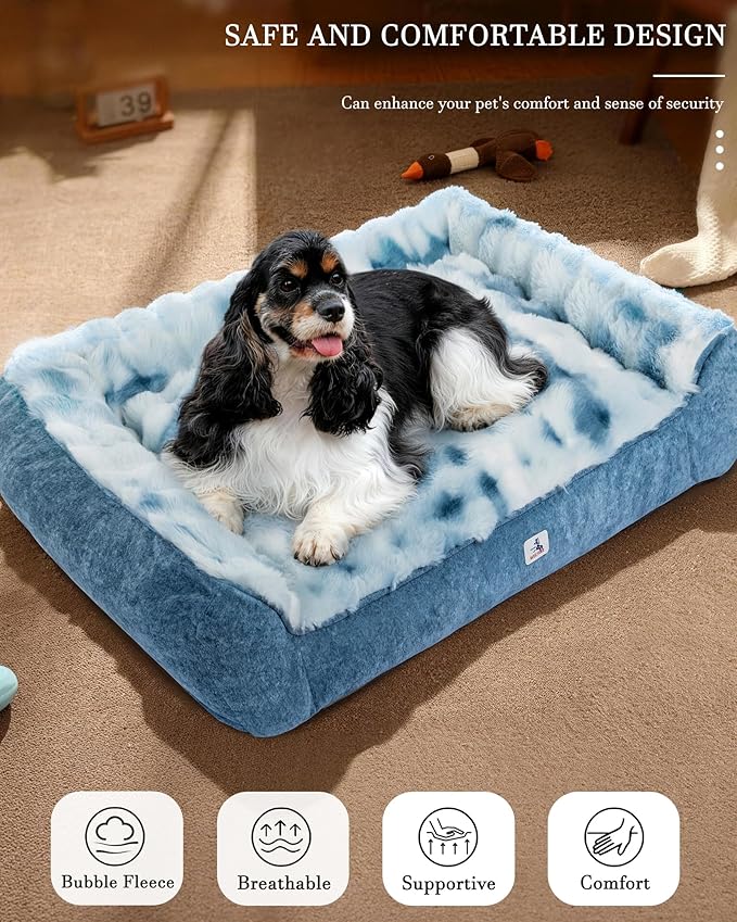 42" Dog Couch Bed for Large Dogs, Orthopedic Dog Sofa with Thick Supportive Foam, Washable Removable Cover, Furniture-Style Pet Bed for Living Room