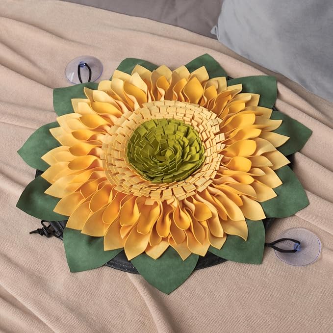 Snuffle Mat for Dogs Sunflower Interactive Puzzle Slow Feeder Dog Treat Mat for Boredom Training Stress Relief and Encourages Natural Foraging Skills Enrichment Toys to Keep Them Busy Yellow 20Inch
