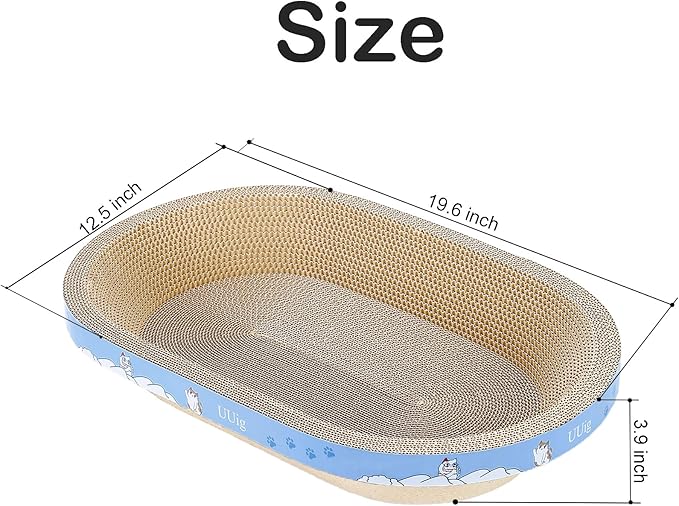 Cat Scratcher Bed, 19.6x12.5 inches Cardboard Cat Scratching Board, Large Cat Scratchers for Indoor Cats, Bowl-Shaped Cat Scratch Pad Bed with Catnip