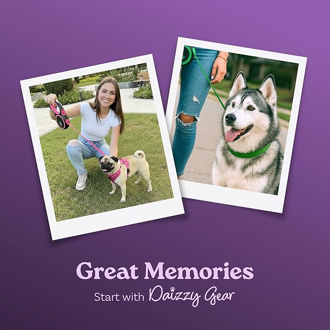 Retractable Dog Leash for Small, Medium & Large Dogs – Heavy-Duty, Tangle-Free, Reflective, 16FT Long, Anti-Slip Soft Handle with One-Hand Brake - 44 LBS /16FT - Small - Pink