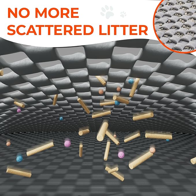 BurgeonNest Jumbo PVC Foam Cat Litter Mat XL 45x31inch Soft on Paws,Urine-Proof & Water Resistant Cat Mat, Double Layer Traps Litter from Box, Scatter Control, Easy Clean – Gray