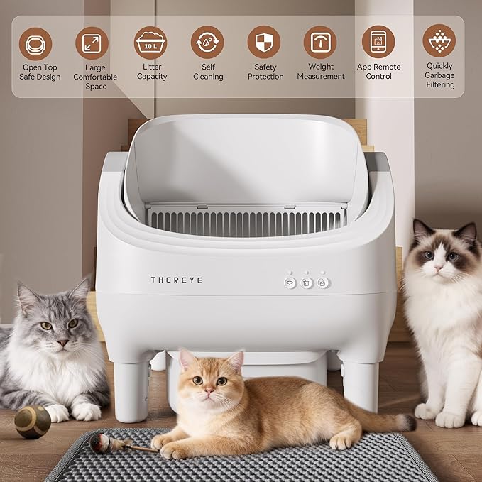 Automatic Litter Box with APP Control, Self Cleaning Cat Litter Box with Dual Safety Sensors, 11L Extra Large Waste Bin, Deodorization, Smart Kitty Litter Boxes with Mat for Multiple Cats