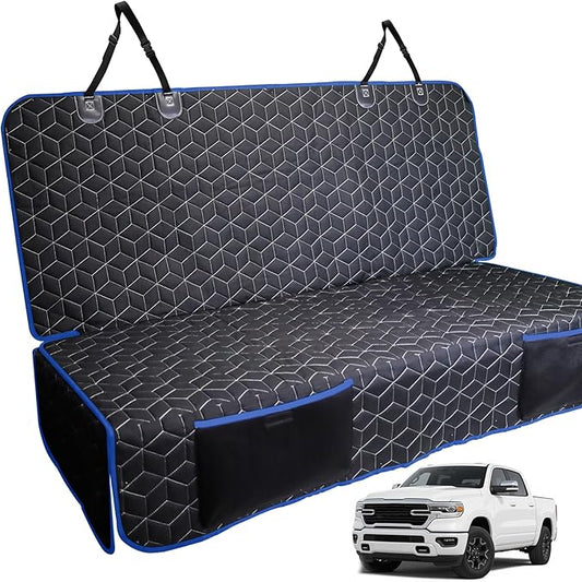 Back Seat Cover for Dogs, Washable Bench Seat Covers for Trucks,Dog Car Seat Covers for Ford f150/Ram1500/Nissan Frontier/Toyota Tacoma/GMC Canyon/Silverado (Blue)