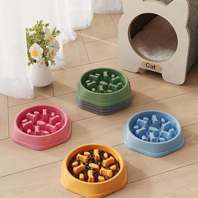 Dog Slow Feeder Bowl for Small & Medium Dogs – Anti-Choking, Non-Slip Plastic Slow Eating Dog & Cat Bowls – Puppy Bowl, Cat Food Bowl, Pet Feeder, 8.86in – Helps Prevent Bloating & Choking (Green)