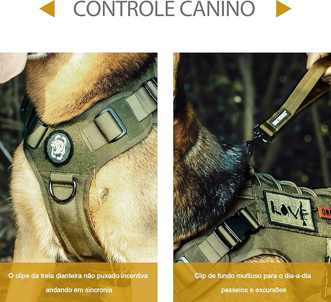 OneTigris Tactical Dog Harness,No-Pull Dog Vest with Leash Clips,Dog Harness Adjustable for Hiking Training Outdoor Dogs(Ranger Green, Medium)