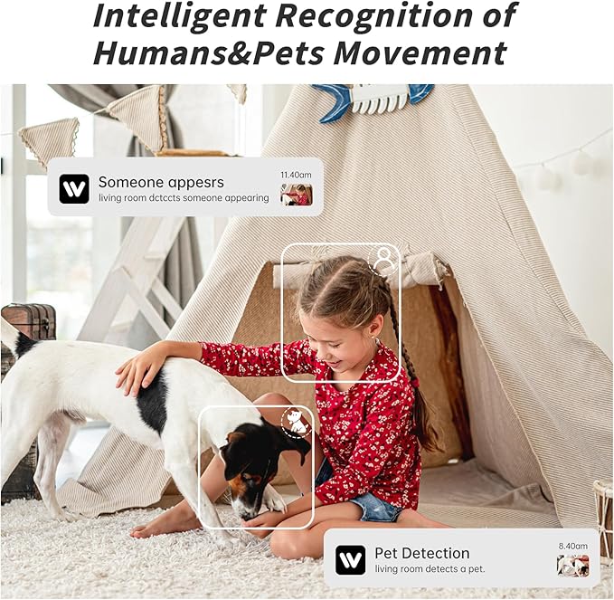 Indoor Camera 5G&2.4G WiFi Cameras for Home Security Instant 911 Alert, 360° Pan/Tilt Baby Monitor/Dog/Pet Camera AI Motion Detection Night Vision, Speaker, US Cloud Storage (2Pack)