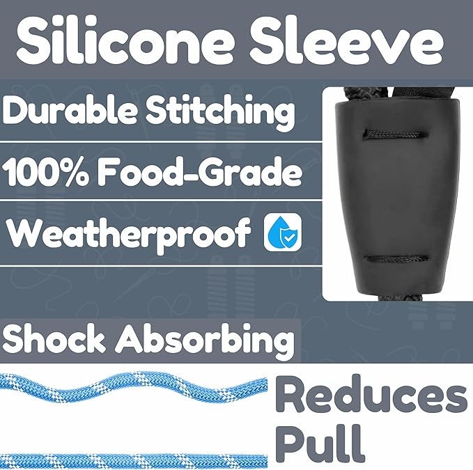 6 Foot Dog Leash, Two Extra Padded Handles, Locking Carabiner Clip, Reflective for Night Visibility, Weatherproof, Heavy Duty Rope Leash, Roam Gear (Blue)