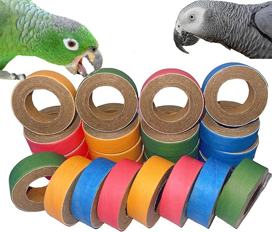 24Pcs Fatty Bagels Bird Toys for Parrots Durable Cardboard Chewing Shredding Foraging Foot 1.75" for Medium & Large Parrot Amazons Mini Macaws African Greys Cockatoos Eclectus Senegal
