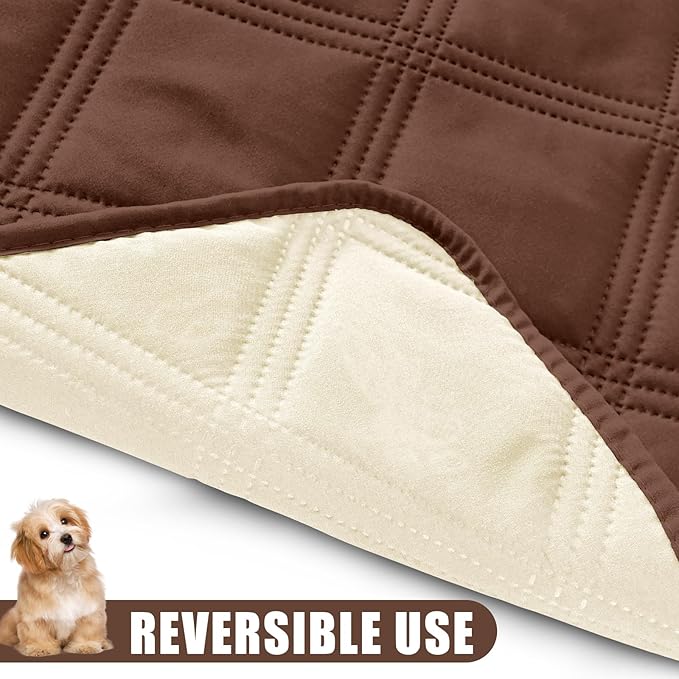 Smiry Waterproof Dog Bed Cover Blanket 40x50, Soft Reversible Pet Blanket, Washable Leakproof Cats Dogs Couch Cover for Sofa, Couch, Furniture, Lattice, Brown/Beige