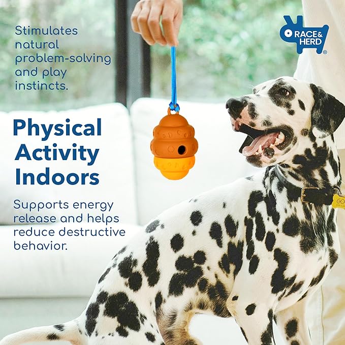 Race&Herd Dog Puzzle Toy, Dog Treat Toy for Enrichment, Treat Dispensing Toys for Mental Stimulation, Feeder Topple Toy, Food Puzzle Feeder and Puppy Treat Dispenser for Boredom Relief