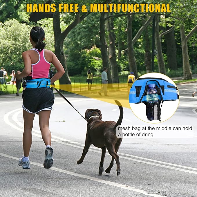 LIOPARD Dog Large Treat Bags Training Pouch Hands Free Waist Belt Puppy Small Waterproof Fanny Pack Pet Accessories Waste Bags with Dispenser for Travel Running Walking Hiking Agility (Blue)