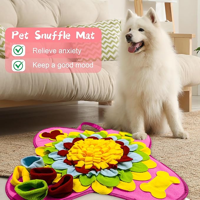 Snuffle Mat for Dogs Pet Treats Feeding for Small Medium Breed Dogs Non-Slip Interactive Dog Puzzle Toys Encourages Natural Foraging Skills
