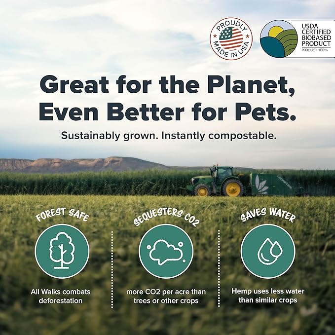 All Walks 150 Liter(30 lbs) Hemp Bedding for Chicken Coops, Hampters, Ducks, and Turkeys - 100% Natural, Superior Odor Control, Biodegradable Pet Bedding, Dust-Free - Made in USA