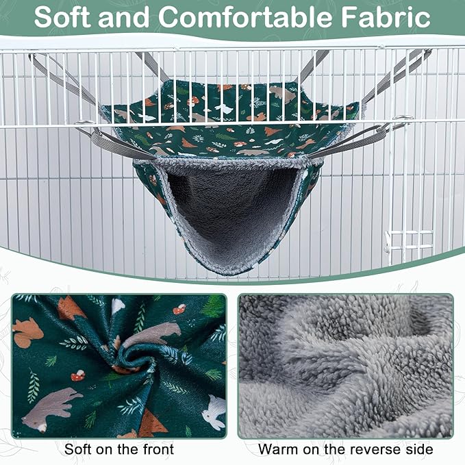 Bienbee 2 Pcs Ferret Rat Hammock Set for Cage Washable Guinea Pig Hideout Bed Soft Small Animal Hammock Tunnel Toys Ferret Cage Accessories for Hedgehog Sugar Glider Squirrel Hamster