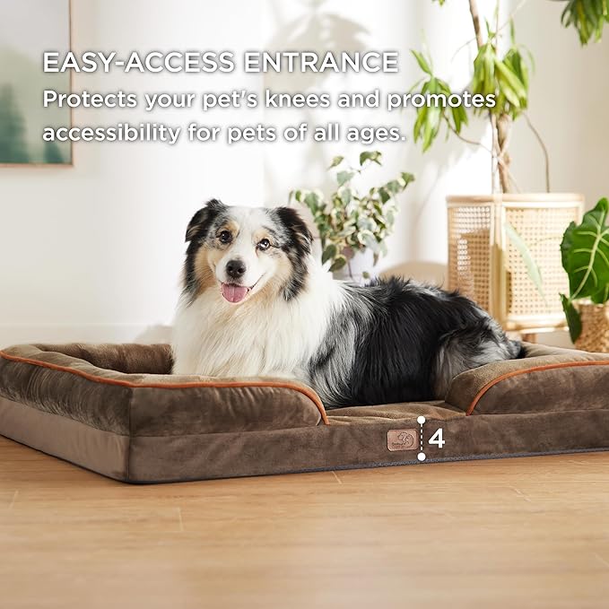 Bedsure XL Plus Orthopedic Dog Bed for Extra Large Dogs - Washable XLarge Dog Cat Bed Waterproof, Comfort Dogs Couch Sofa with Washable Removable Cover, Pet Bed with Nonskid Bottom, Brown, 48"