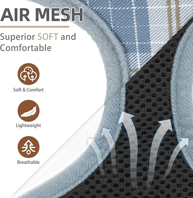 PUPTECK Soft Mesh Dog Harness and Leash Set Pet Puppy Cat Comfort Padded Vest No Pull Harnesses, Sky Blue, L