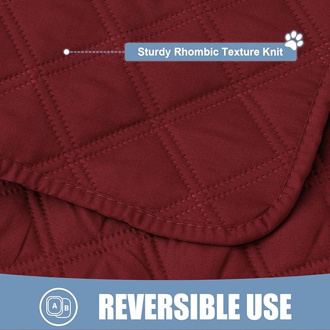 Smiry Waterproof Dog Bed Cover Pet Blanket, Soft Washable Dog Blanket for Furniture Bed Couch Sofa Reversible, Checkered (52"x82", Wine Red/Wine Red)