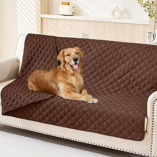 Smiry Waterproof Dog Bed Cover Pet Blanket, Soft Washable Dog Blanket for Furniture Bed Couch Sofa Reversible, Checkered (52"x82", Brown/Brown)
