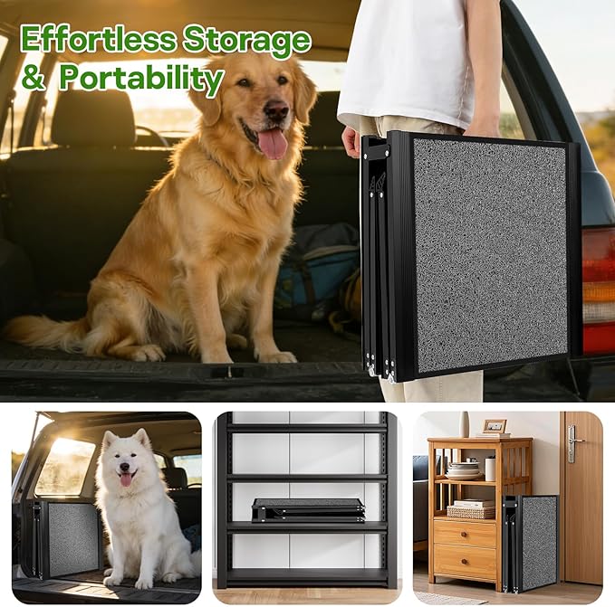 Dog Ramp for Car Truck 71''X20'', Folding Pet Stair Ramps for SUV Large Dog, Portable Pet Steps with Non-Slip Rug Surface, Up to 300LBS, Dog Car Ramp for Bed Couch Outdoor