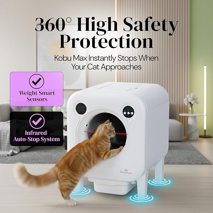 Automatic Litter Box 75L Extra Large Capacity for Multiple Cats - Self-Cleaning Litter Box with Camera, Intelligent Exhaust System, Safety Sensors and App Control for Your Smart Home