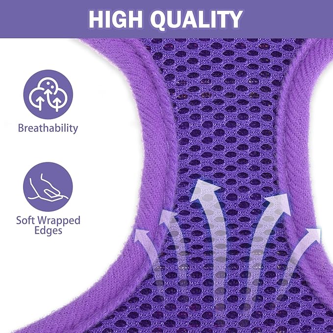 SCENEREAL Puppy Dog Harness with Leash Set for Small Medium Sized Dogs, Soft Mesh Step in Pet Harnesses and Leash, No Chock Plaid Adjustable No Pull Vest for Dogs Cats, Chihuahua,Bulldog (Purple S)