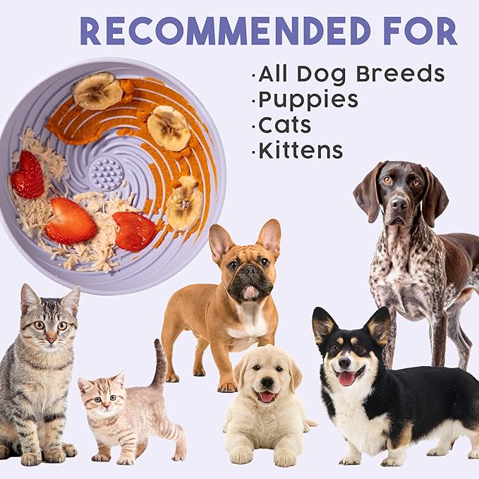 Awoo Wobbowl - Silicone Dog Lick Mat and Slow Feeder Bowl - Dishwasher Safe Pet Dish - Extends Mealtime for Fast Eaters & Reduces Anxiety - for Wet & Dry Food (Almond)