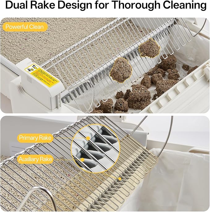 Self Cleaning Cat Litter Box, Open-Top Automatic Litter Box for Multiple Cats, Weight Sensors Safety Protection, Smart APP Control, Odor-Free Waste Disposal, Works with Bentonite Mineral Litter