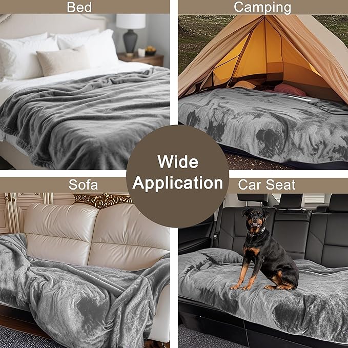 gogobunny Dog Blanket, Waterproof Reversible Sherpa Fleece Throw Blanket, Furniture Cover for Bed, Couch, Sofa Protection from Liquid Pee and Pet Fur of Puppy, Cat (Grey, 30x70 inches)