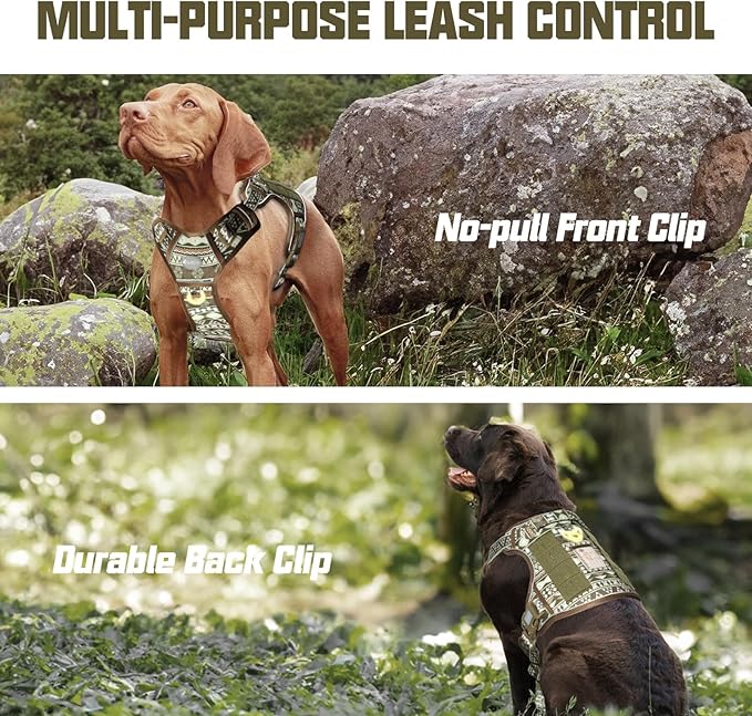 AUROTH Tactical Dog Harness for Large Dogs No Pull Adjustable Pet Harness Reflective K18 Working Training Easy Control Pet Vest Military Service Dog Harnesses