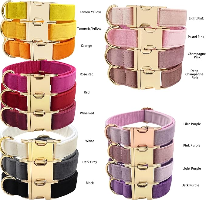 Custom Dog Collar with Name, Optional Leash, Airtag Holder and Bow Tie,Personalized Dog Collars for Small Medium Large Dogs,Cute Collar for Male Female Dogs (Velvet-Series)