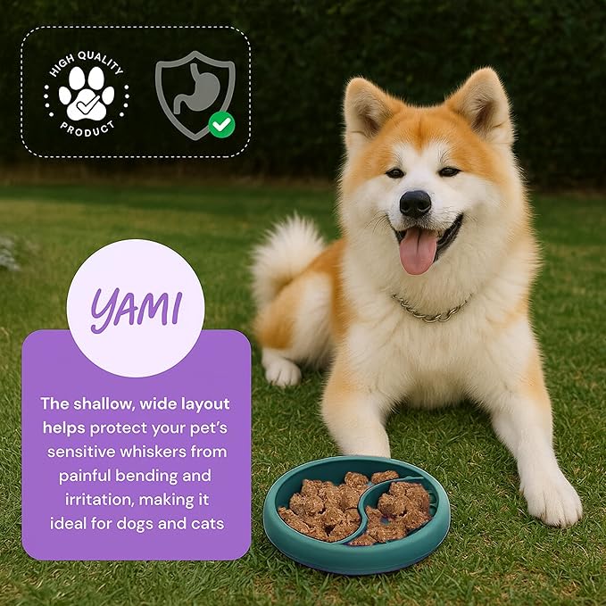 YAMI Bowl Lick Mat for Dogs & Cats, Slow Feeder Bowls, Cat Slow Feeder, Dog Enrichment Toys with Suction Cup for Anxiety Relief, Food-Grade Silicone, Dishwasher Fit, for All Breed (Dark Teal)