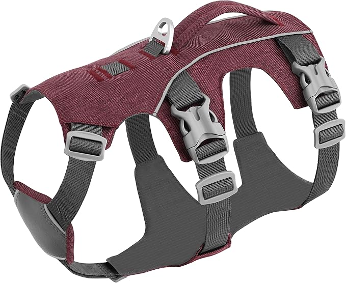 Escape Proof Dog Harness Small Sized Dog, Reflective No Pull Dog Vest with Handle, Lightweight Full Body Pet Harness Adjustable for Walking,Training(Maroon,Chest:16-27")