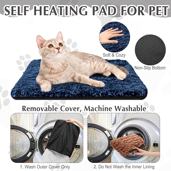 4 Pack Self Warming Cat Pads Self Heating Cat Mat Washable Homeless Dogs Thermal Pads Kennel Pad Reflects Body Heat Warm Crate Bed Mat for Indoor Outdoor Pet(Mixed Colors,16 x 20 Inch)