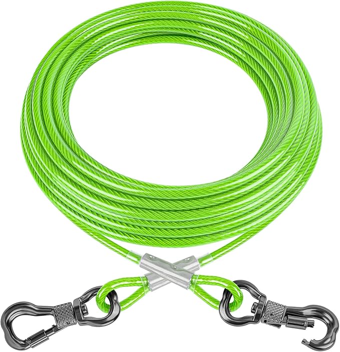 XiaZ Tie Out Cable for Dogs, Dog Leads for Yard Chew Proof, Heavy Duty Dog Tie Out Cable for Large Dogs Up to 250lbs,Durable Dog Runner Tether Line for Outdoor,Yard