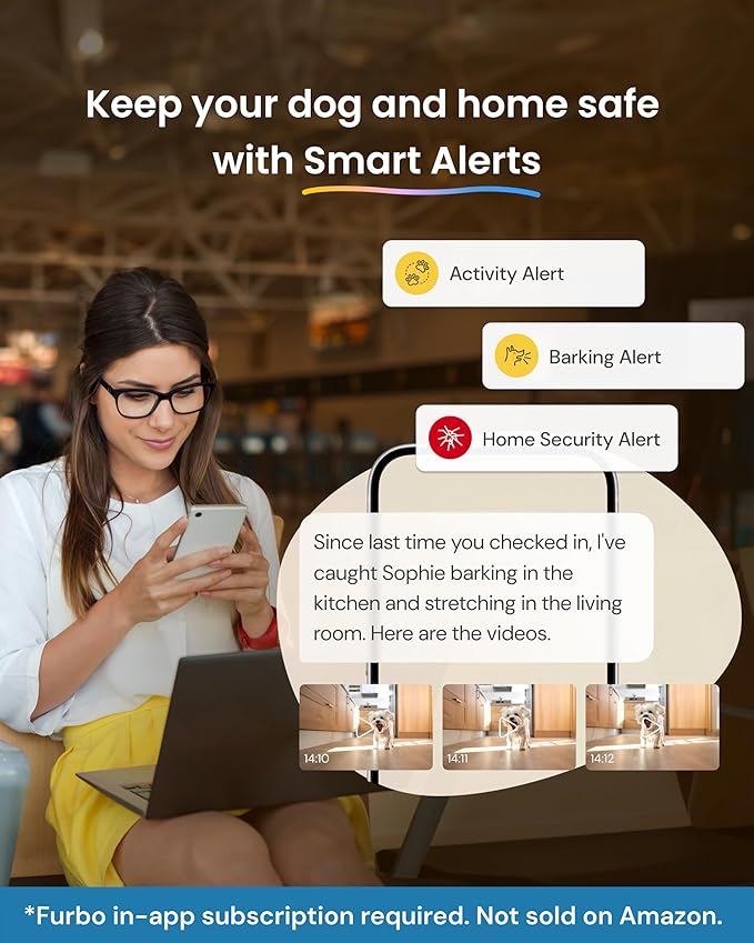 Furbo 360° Dog Camera + Mini 360° Cam [New Subscription Required at Setup] 2-Camera Bundle Nanny Pro Subscription: Dog Safety Alerts, Pet Camera with Speaker, Phone App & Night Vision