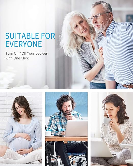 Remote Control Outlet Wireless Light Switch for Household Appliances, Expandable Remote Light Switch Kit, Up to 100 ft Range, FCC Certified, ETL Listed, White (5 Outlets + 2 Remotes)