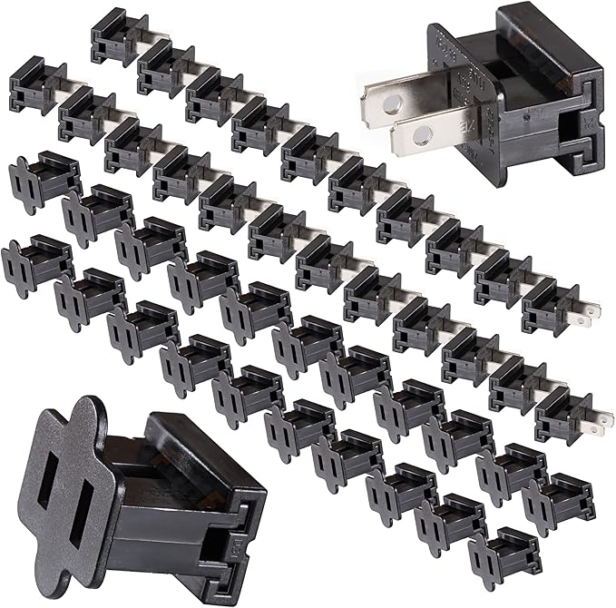 Electric Plugs - 26PCS Male and Female Vampire Plug - SPT-1 Black for Christmas Light Strings & Lamps and DIY Projects