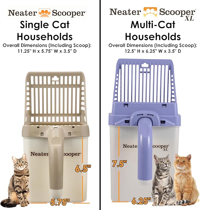 Neater Pet Brands Neater Scooper XL Cat Litter Scoop, 60 Refill Bags – Extra-Large Capacity Mess-Free Cat Litter Scooper with Bag for Large & Multiple Cats, Spill-Proof Litter Box Scooper with Holder