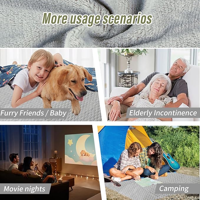 Water Resistant Blanket for Bed Couch Sofa, 60"x80" Reversible & Washable Microfiber Blanket, Queen Size Waterproof Throw, Pet Friendly & Leakproof (Glacier Gray/Cloud Gray)