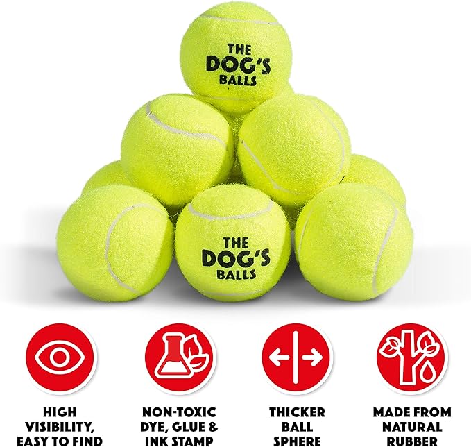 The Dog's Balls, Dog Tennis Ball, Yellow 12-Pack,Strong Toy for Agility Training, Puppy Training, Play, Exercise & Fetch, 2.5 Inch Diameter