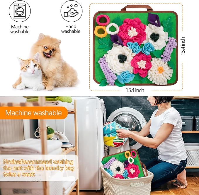 Snuffle Mat for Dogs Pet Treats Feeding Mat for Small/Medium Breed Dogs Non-Slip/Portable/Durable Interactive Dog Puzzle Toys Encourages Natural Foraging Skills (Green)
